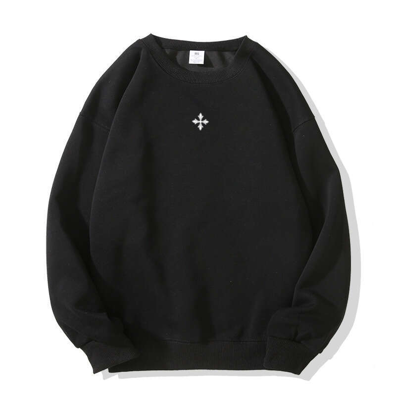 Autumn Winter New American Style Niche Cross Flower Print Design Long Sleeve Top For Women Simple Versatile Loose Sweatshirt