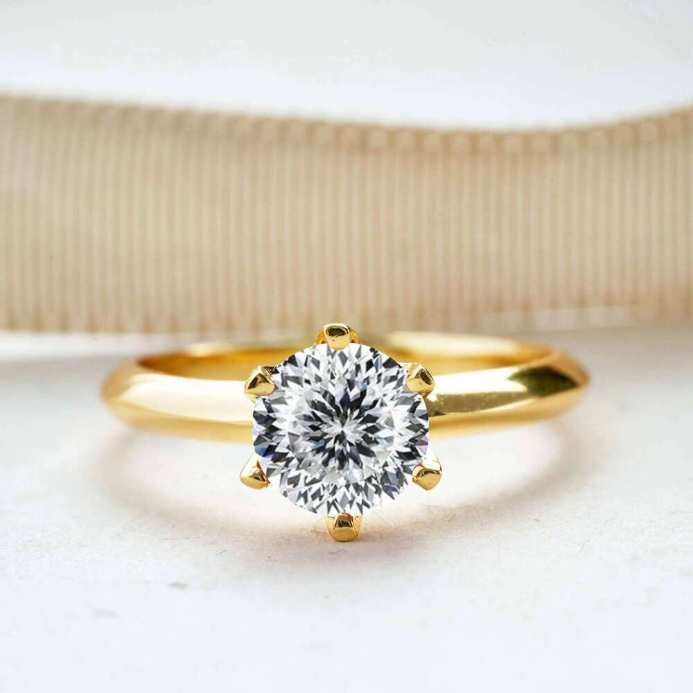 1.0 Ct 6.5mm moissanite ring for charm lady 925 sterling silver 18k gold plated Diamond Test Passed female jewelry gift 6fd