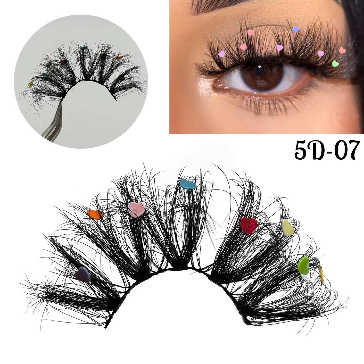 Halloween 3D 5D Faux Mink Eyelashes Glitter Decorated D Curl Sequin Lashes Butterfly Eyelash With Color