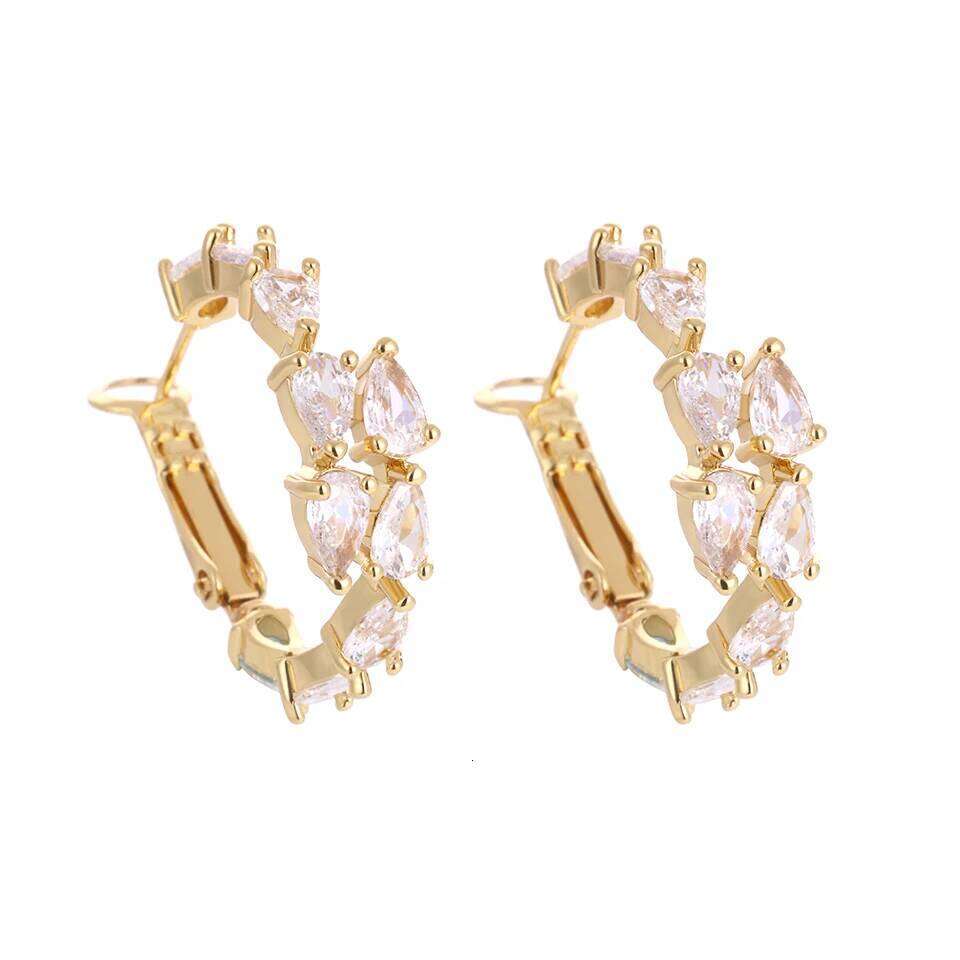 ZAKOL New Trendy Water Drop Circle AAA Zircon Hoop Earrings for Women Luxury Female Party Wedding Jewelry Gift