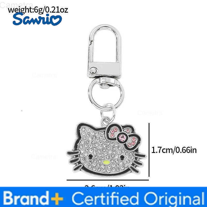Sanrio Hello Kitty Keychain Y2K Silver Color Rhinestone Metal Keyring Fashion Bag Pendant Cute Girls Backpack Decoration H251229