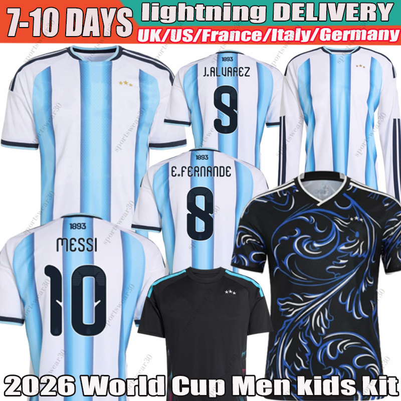 2026 MESSIS Argentina Soccer Jerseys E.FERNANDEZ DE PAUL GARNACHO J.ALVAREZ MAC ALLISTER N.GONZALEZ DI MARIA football shirt Fans Player Men kids kit