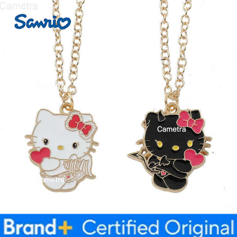 Sanrio Black White Hello Kitty Couple Necklace Set - Adorable Matching Kitty Charms Perfect Gift for Fans Couples Best Friends H251229