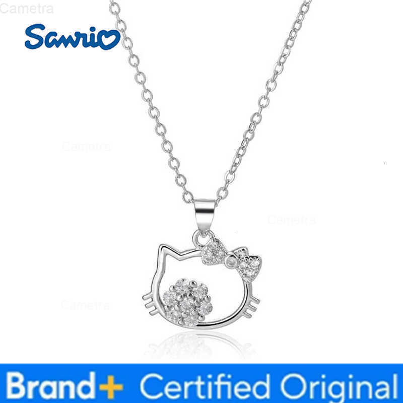 Sanrio Fashion Cartoon Kitty Cat Necklace Rhinestone Decoration Sweet Girl Student Best Friend Collar Chain Sweater Chain Jewelry H251229