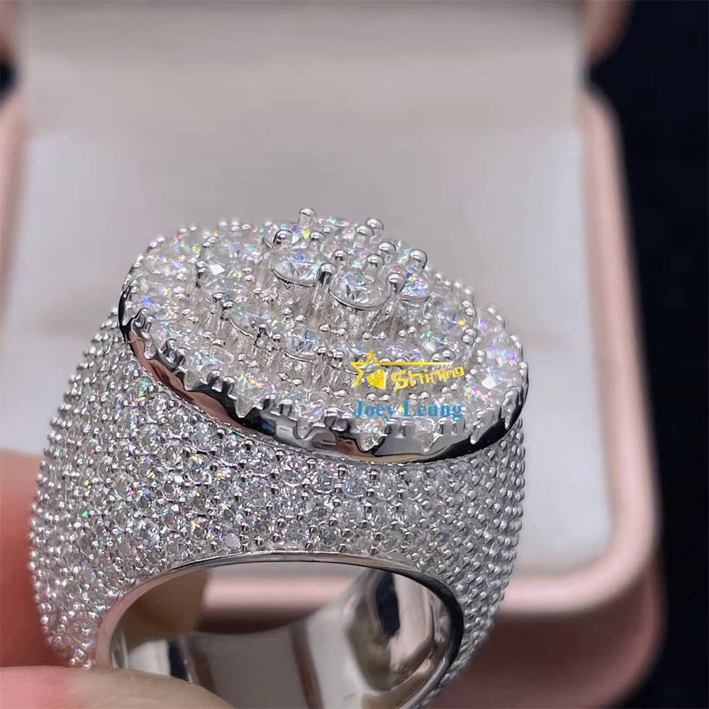 Fashion Styles Pass Diamond Tester Silver Gold Plated VVS Moissanite Dimoand Custom Hip Hop Men Pinky Diamond Iced Out Ring