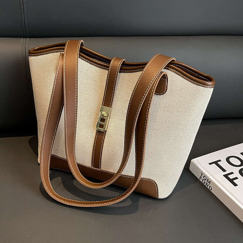 Tote for Women, New Fashionable Color-Block Trendy Shoulder Handbag, Casual Versatile Large Capacity Bucket Bag