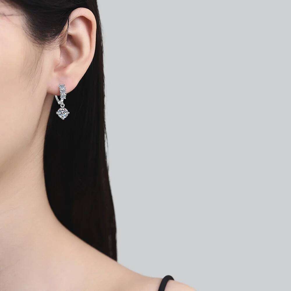 D VVS1 Certified Moissanite Drop Earrings for Women Lab Wedding Fine Jewelry S925 Sterling Silver Diamond Earring 3c8