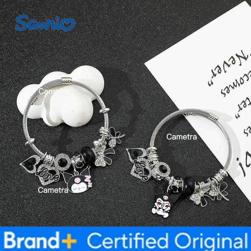 Sanrio Beaded Bracelet Kuromi Pendant Heart Shaped Hollow Rhinestone Pendant DIY Bracelet Suitable as a Gift for Kuromi Fans H251229