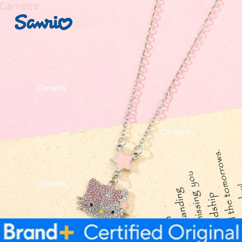 Sanrio Cute Hello Kitty Metal Necklace Cascading Sparkling Hellio Kitty Two-tone Version Beautiful Costume Jewellery Pendant H251229