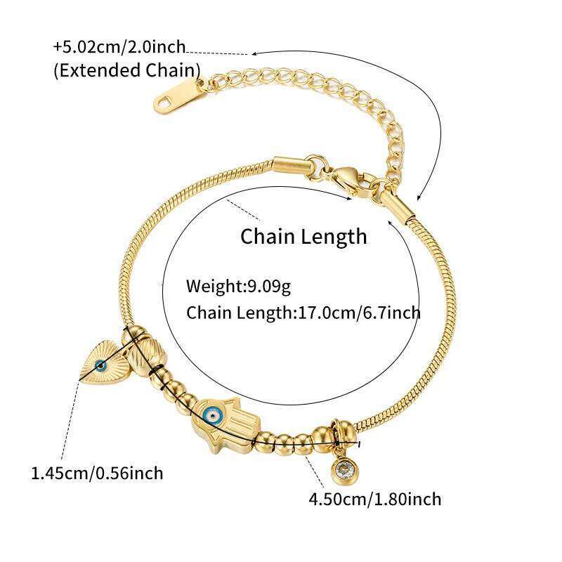 ZAKOL New Devil's Eye Peach Heart Pendant Stainless Steel Bracelet for Snake Bone Chain Bracelets Women's Fashion Jewelry