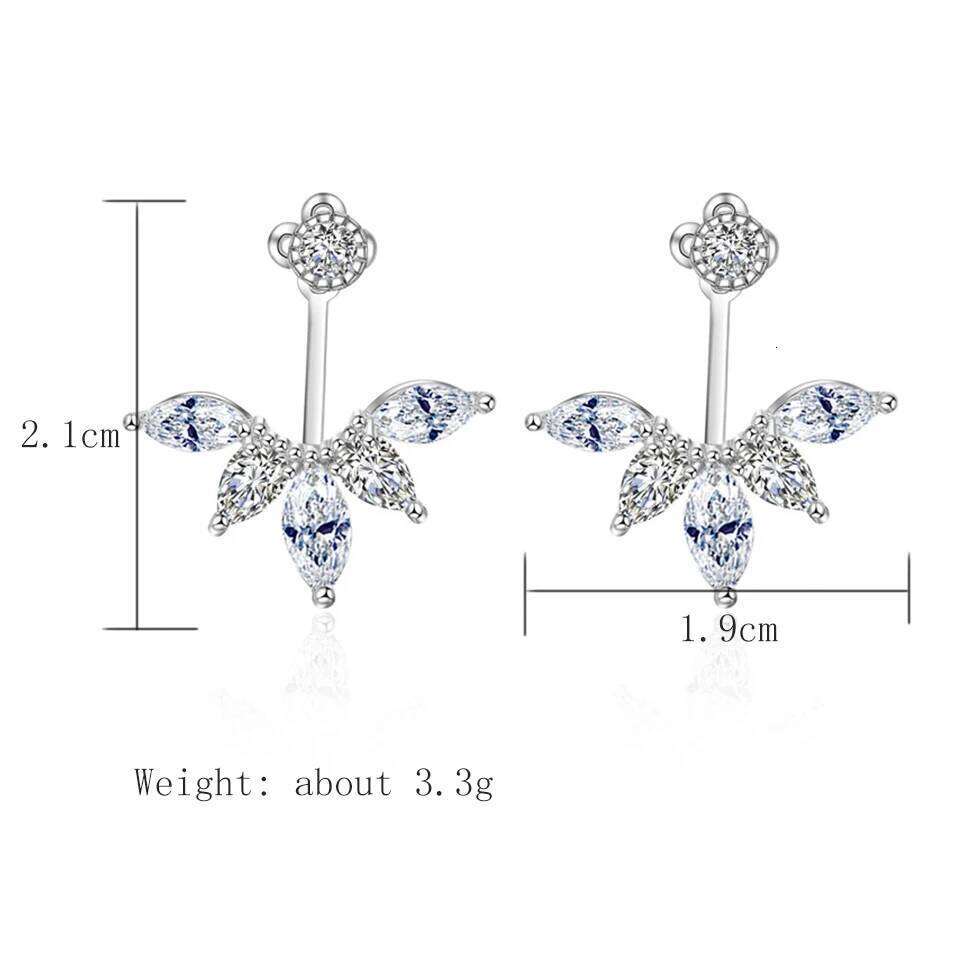 ZAKOL Fashion Leaf Stud Earrings For Women Girls Simpe Cubic Zircon Earring Jackets Party Jewelry