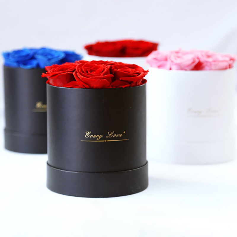 7 Heads Presesrved Roses in Round Box without Lid A Must-Have Roses Birthday Gifts for Women Wife Mother's Day Valentines Anniversary Thanksgiving Party Table Decor