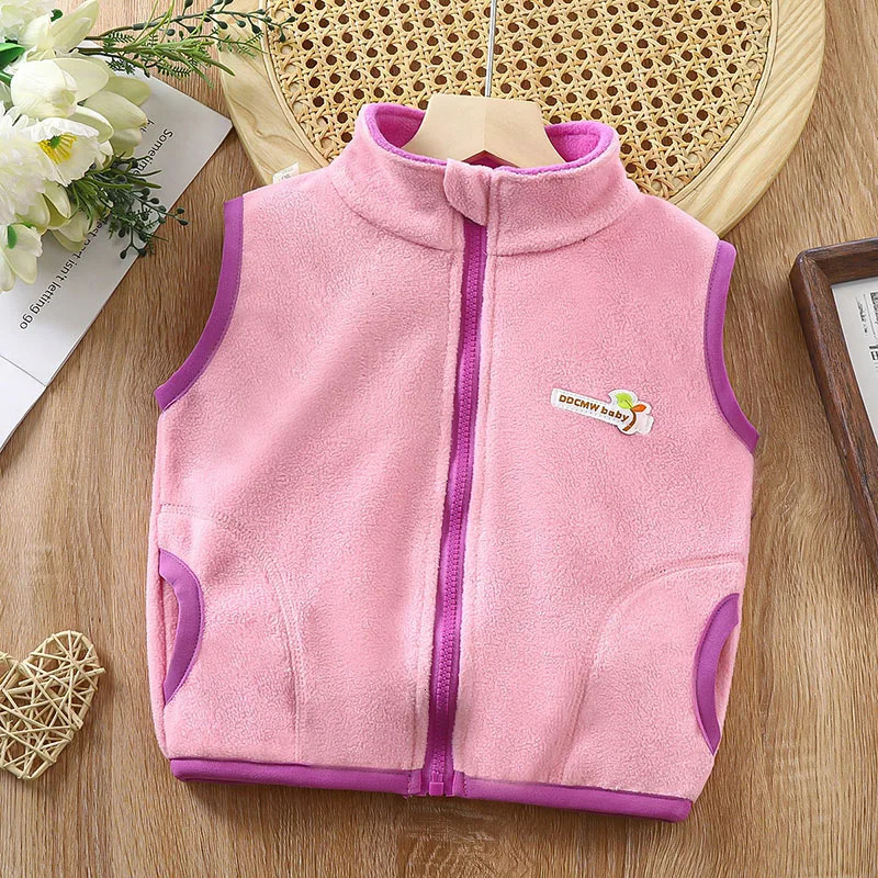 Childrens clothing fall and winter shaker vest boys girls sleeveless cardigan thickened padded warm solid color zipper 251215