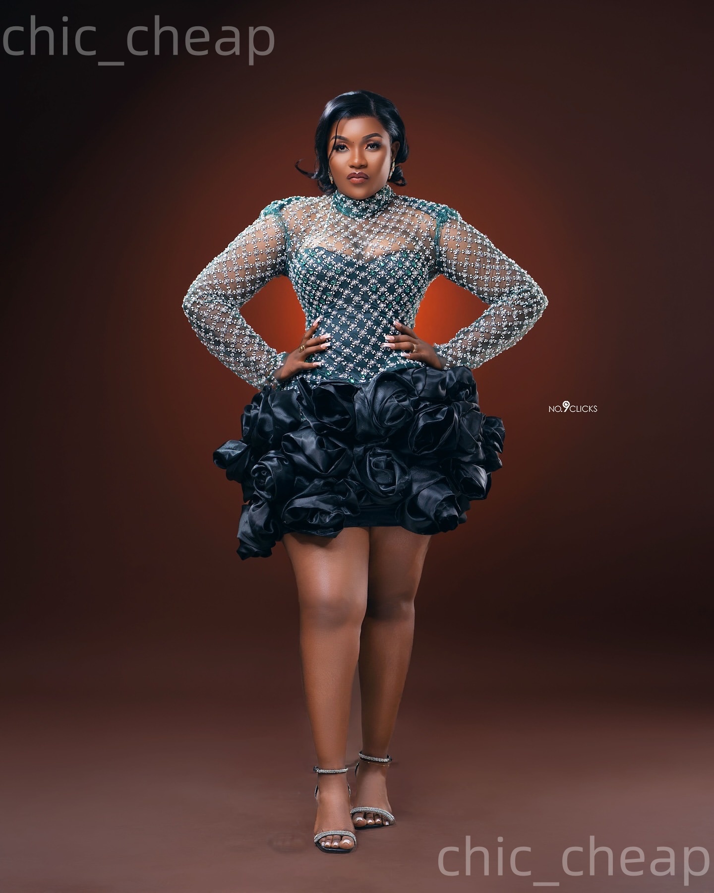 Chic Black Sheath 2026 Cocktail Dress Sequined Flowers Full Sleeves Short Mini Graduation Homecoming Dresses For Special Occasions Sweetheart Gowns