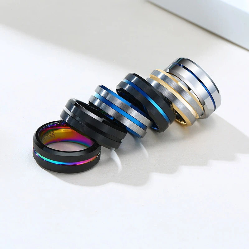 Vnox Basic 8mm Tungsten Carbide Rings for Men Jewelry Stylish Thin Line Style Wedding Bands Anniversary Gifts for Him 251224