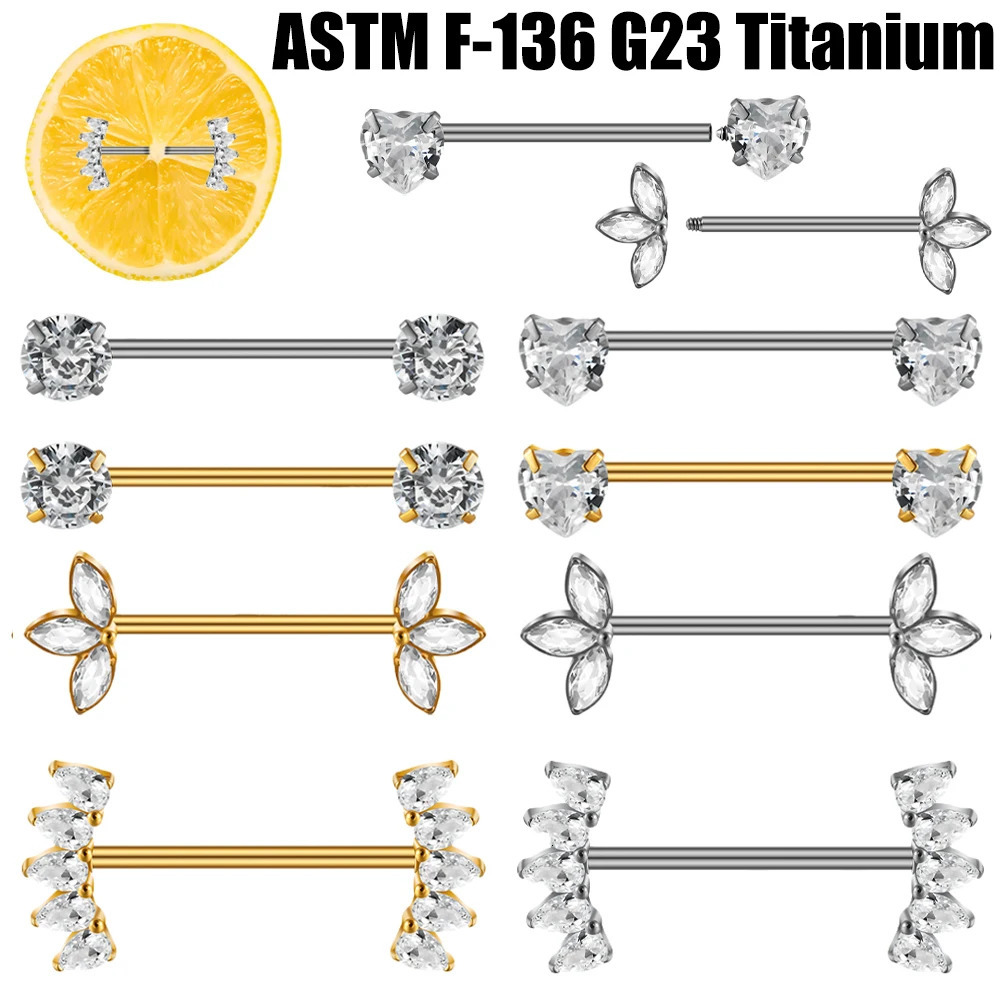 1/2PCS Heart Nipple Piercing CZ Crystal Sexy Leaf Nipple Shield Ring Nails Barbell Body Pierced Jewelry Chest Decor 16G 251224