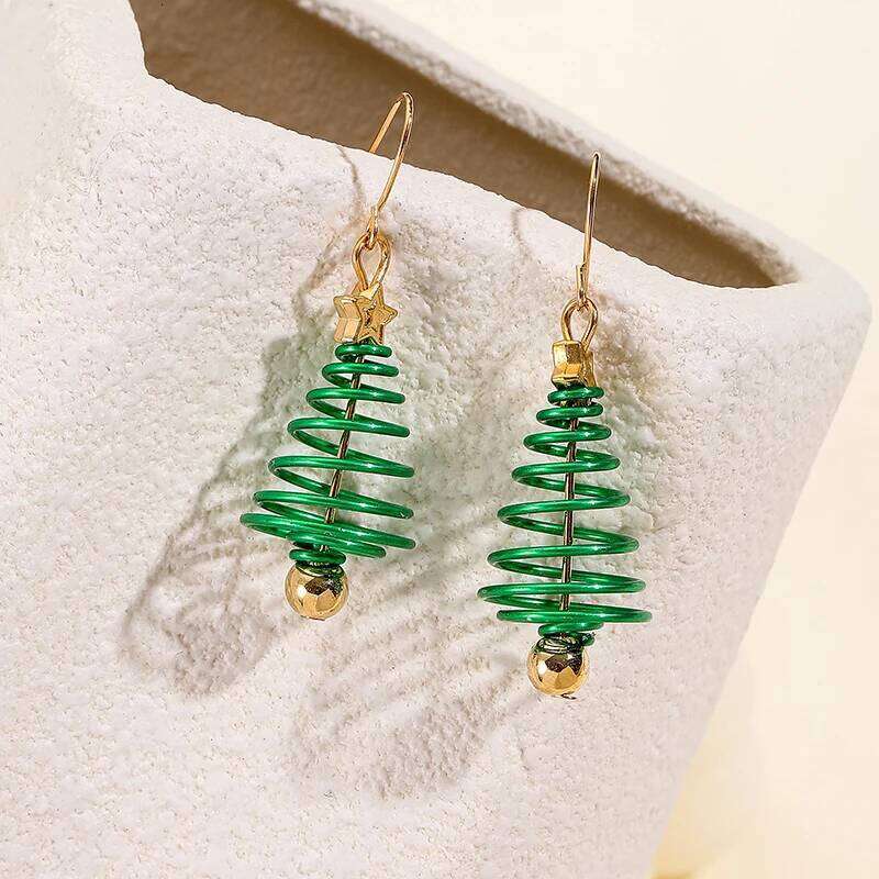 Fashion Christmas Tree For Women Piercing Golden Color Star Pendant In Earrings Jewelry Accessories New Year Gifts C251227