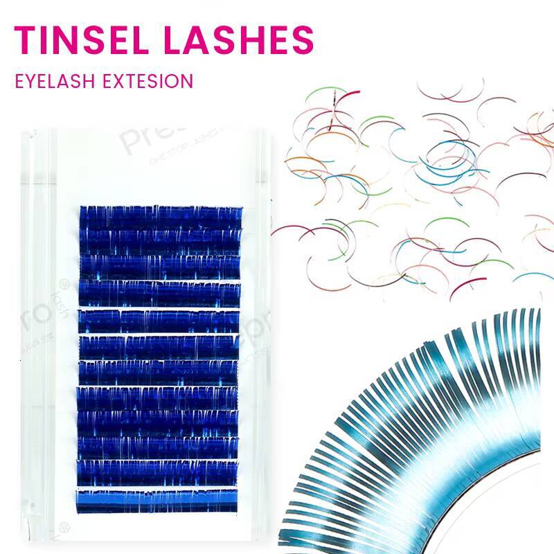 Best Selling Colorful Tinsel Lashes Collection Private Matte Handmade Metallic Lashes Natural Long Soft Eyelash Extensions