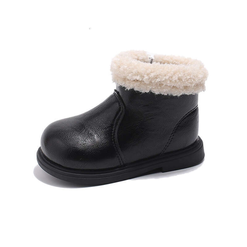 ins Children's British Style Martin 2024 Winter New Korean Version Girls' Fashion Short Thick Sole Fleece Cotton Boots