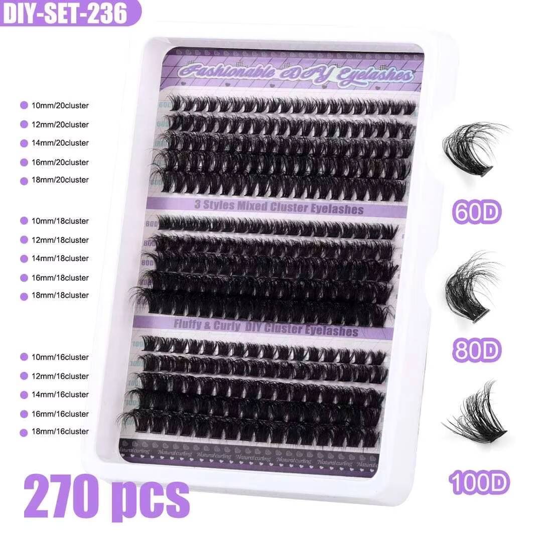 Fluffy 20mm Cluster Lashes Wholesale 80d 100d Cluster Kits With Tools Custom for Individual Diy Eyelashes Vendor
