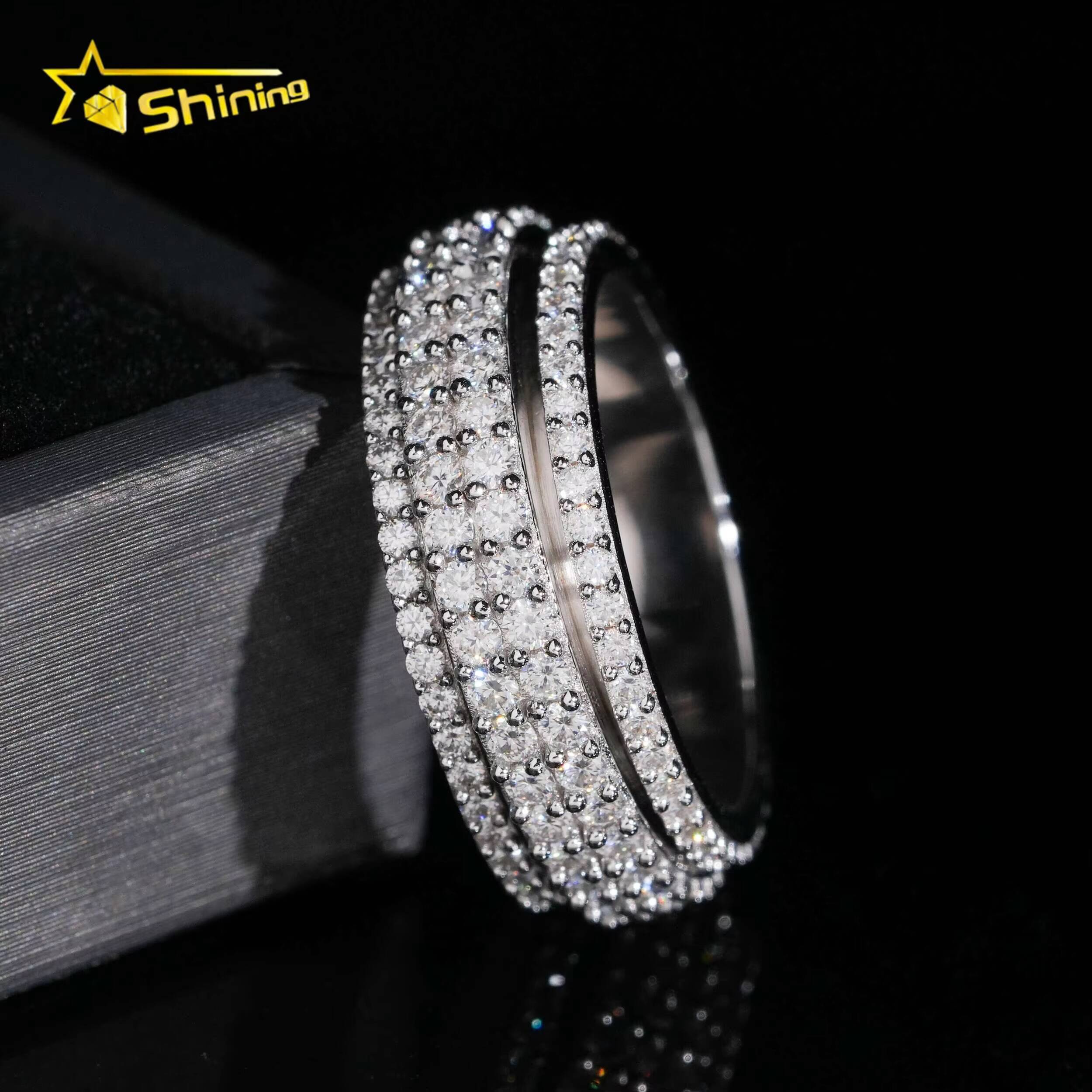 Iced Out Fine Man Jewelry Engagement Rings 925 Silver D VVS Moissanite Diamond Eternity Band Ring Daily Wear