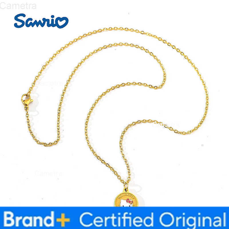 Sanrio Kawaii Hello Kitty Round Pendant Necklace Cute Cartoon Jewelry Accessory for Women Ideal Birthday Gift H251229