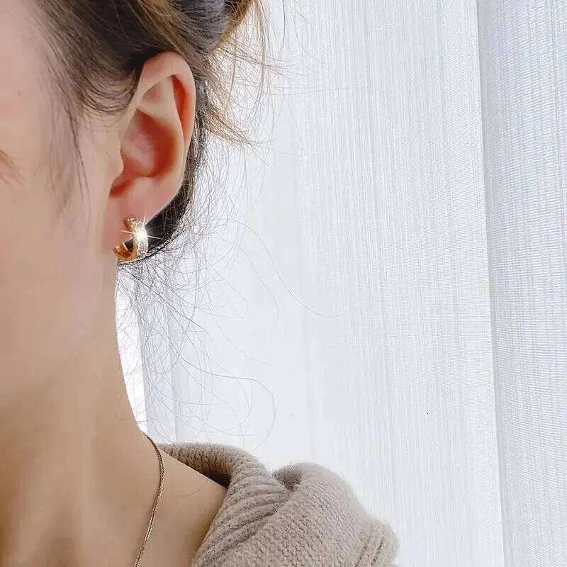 Trendy Gold Color Cubic Zirconia Round Copper Earrings For Women Metal Crystal Earring Party Birthday Everyday Jewelry