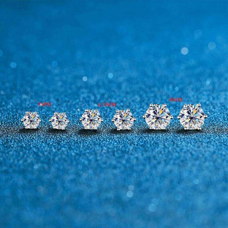 JOIAS HOME Silver925 Six Claw Moissanite Gem Earrings For Women's Fashion And Elegant Valentine's Day Birthday Anniversary Gift b11