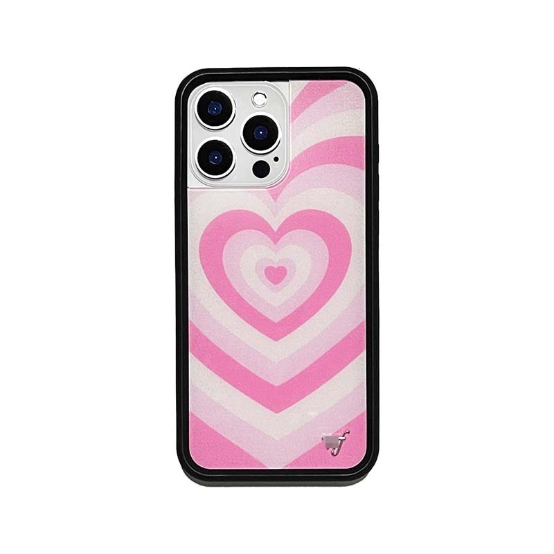 Trendy Brand Colorful Big Heart Striped Small Flower Case for Apple 16 Pro Max iPhone 14/15