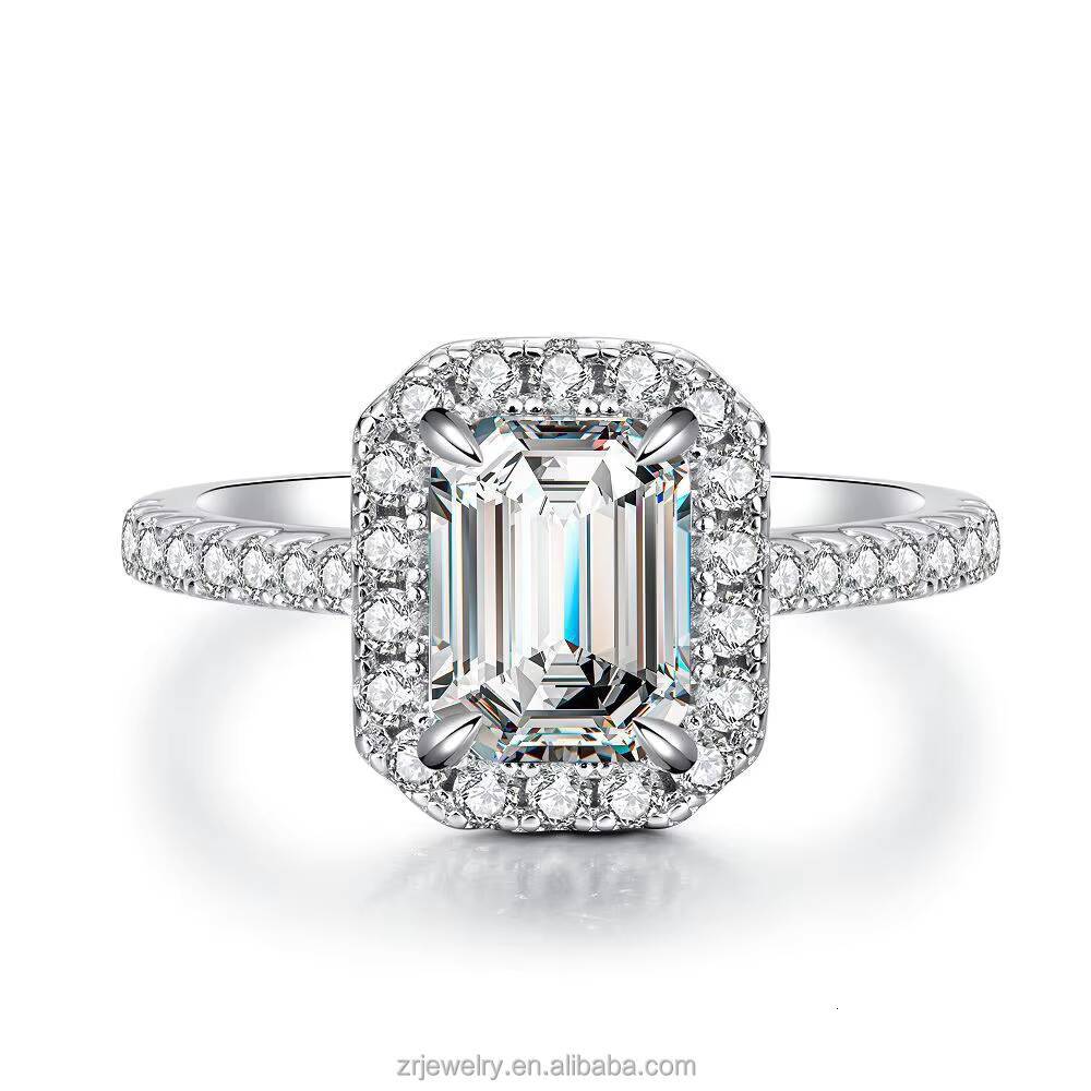 Luxury S925 Sterling Silver Womens Moissanite Ring Elegant 1CT 2CT VVS Grade Jewelry Accessory