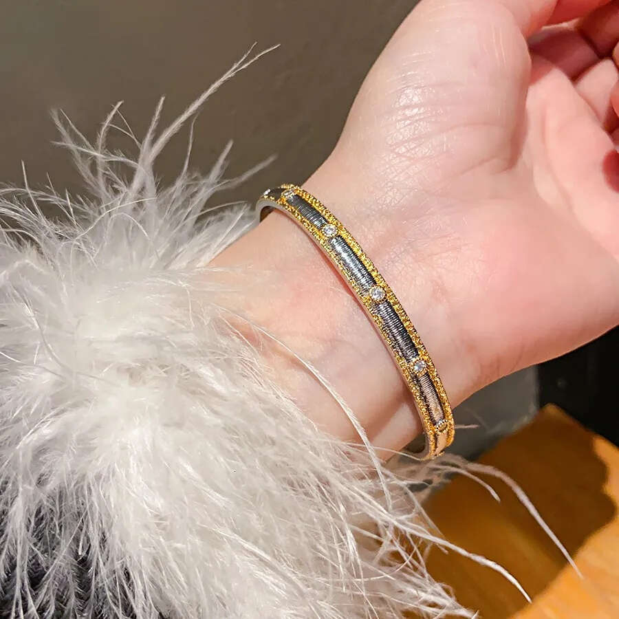 Bracelet Gold Silver Tone Cuff with Crystal Accents Elegant Luxe Style for Daily Wear and Gift High Quality Texture