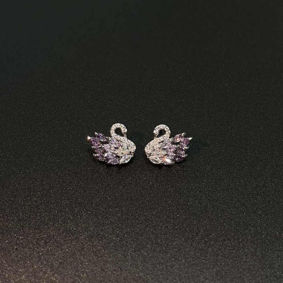 Monet Garden Gradient Light Purple Swan 2026 New Luxury Exquisite High-end Earrings Custom Jewelry