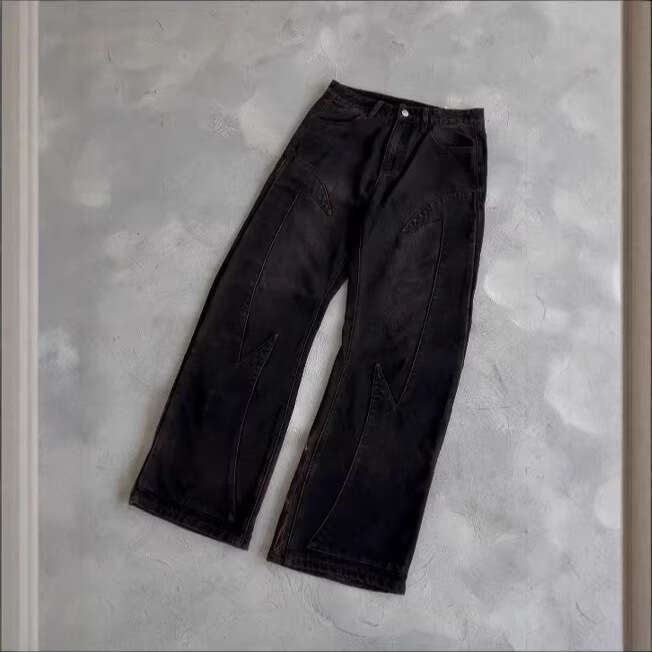 European and American Independent Station Cross-Border Foreign Trade Printed Button Large Size High Waist Washed Straight Loose Jeans for Women