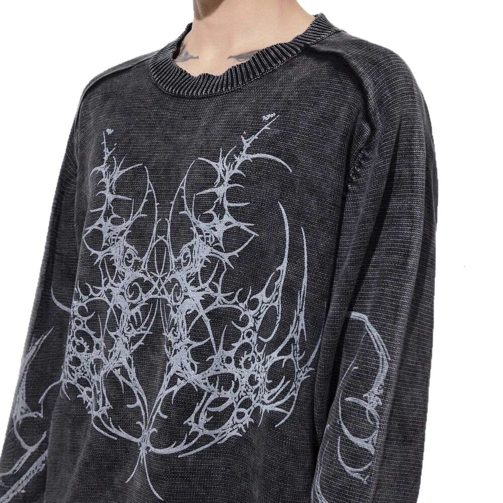 Autumn Winter Warm Vintage Y2K Round Neck Jacquard Unisex Pullover Loose Knitted Long Sleeve Sweater