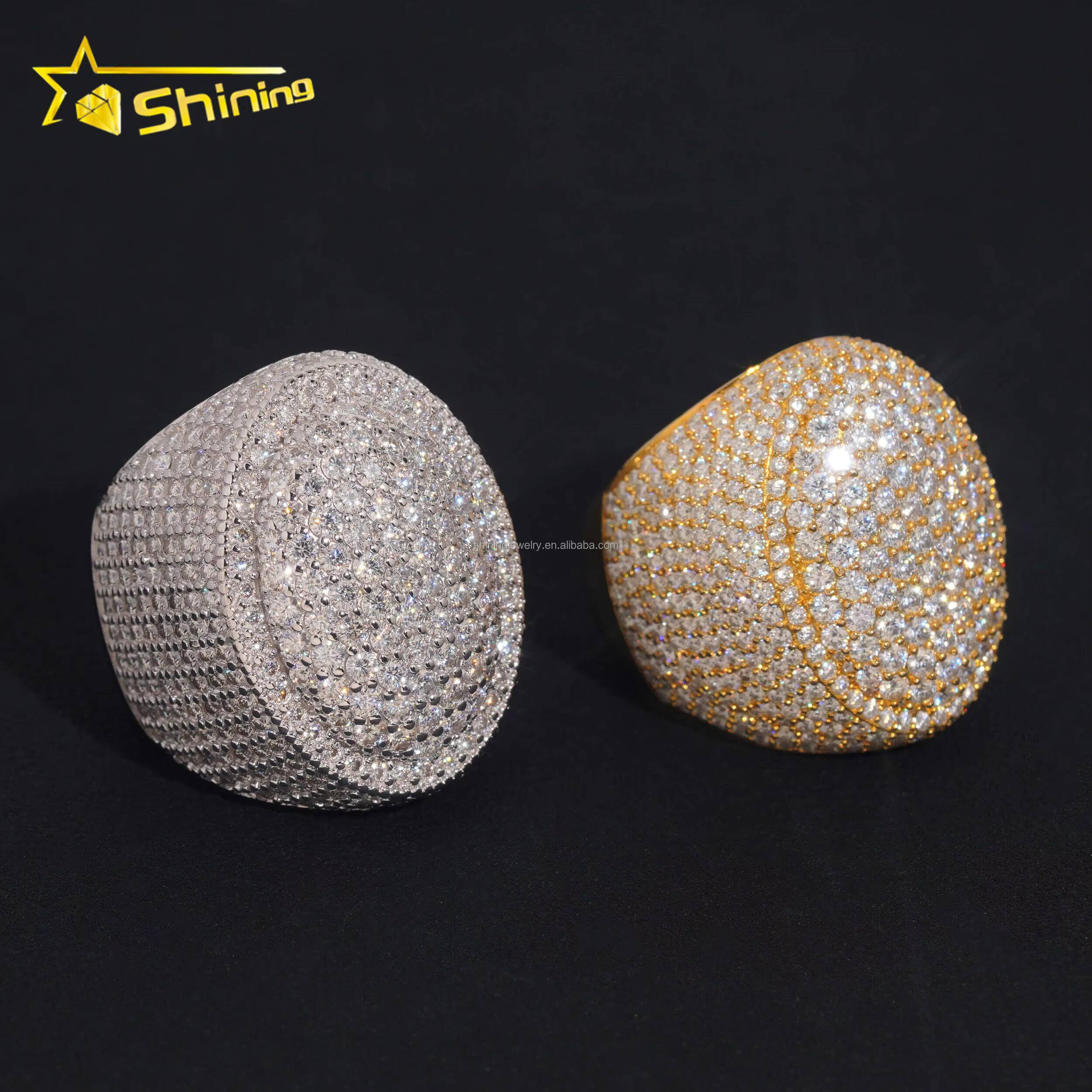 High Quality Iced Out Hip Hop Popular GRA ACertificate VVS Moissanite Diamond Man Gift Iced Out S925 Silver Oval Shape Man Ring