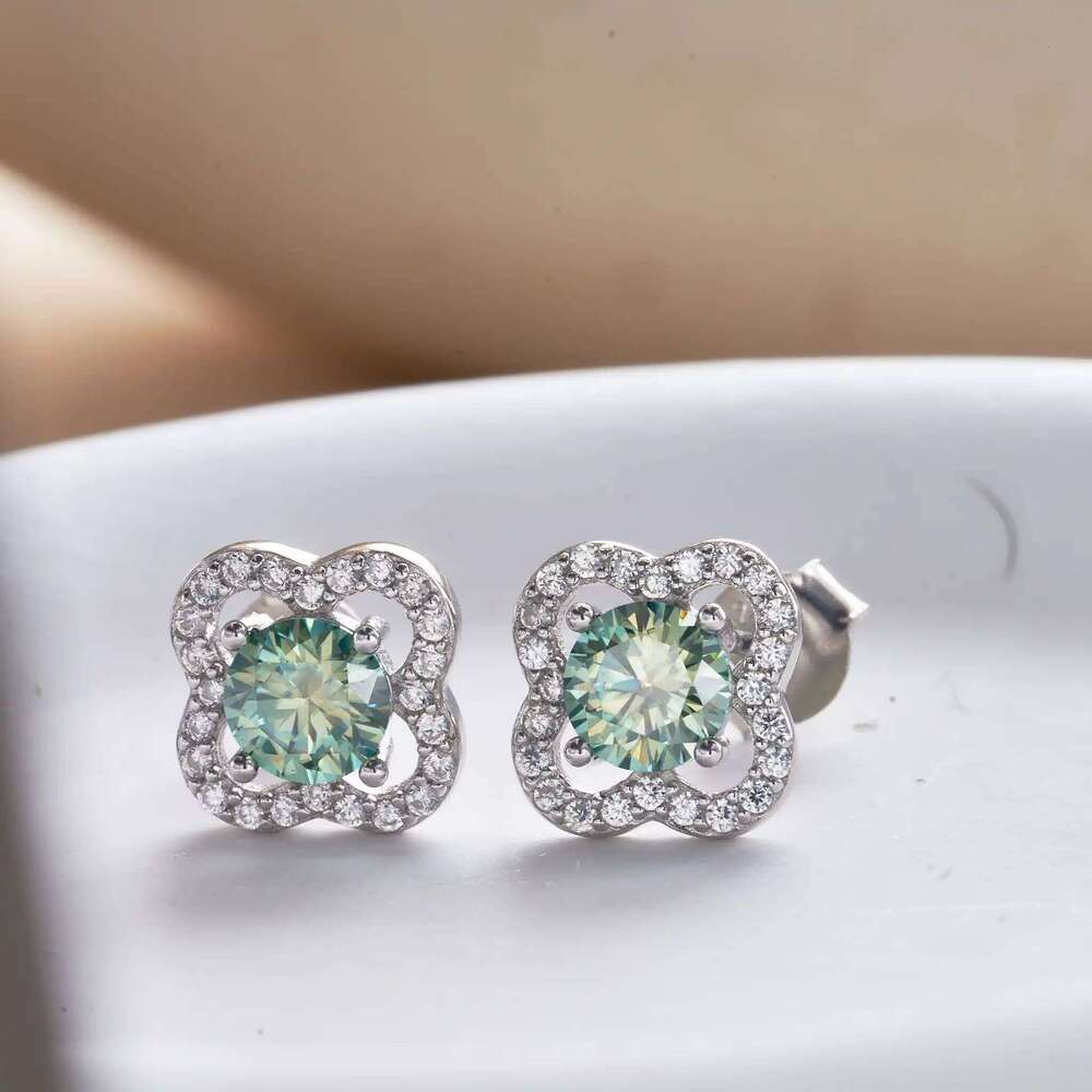 5mmx2pcs Moissanite Earrings Flower 925 Sterling Silver D Color Diamond Ear Stud for Women Wedding Anniversary Fine Jewelry 0c3