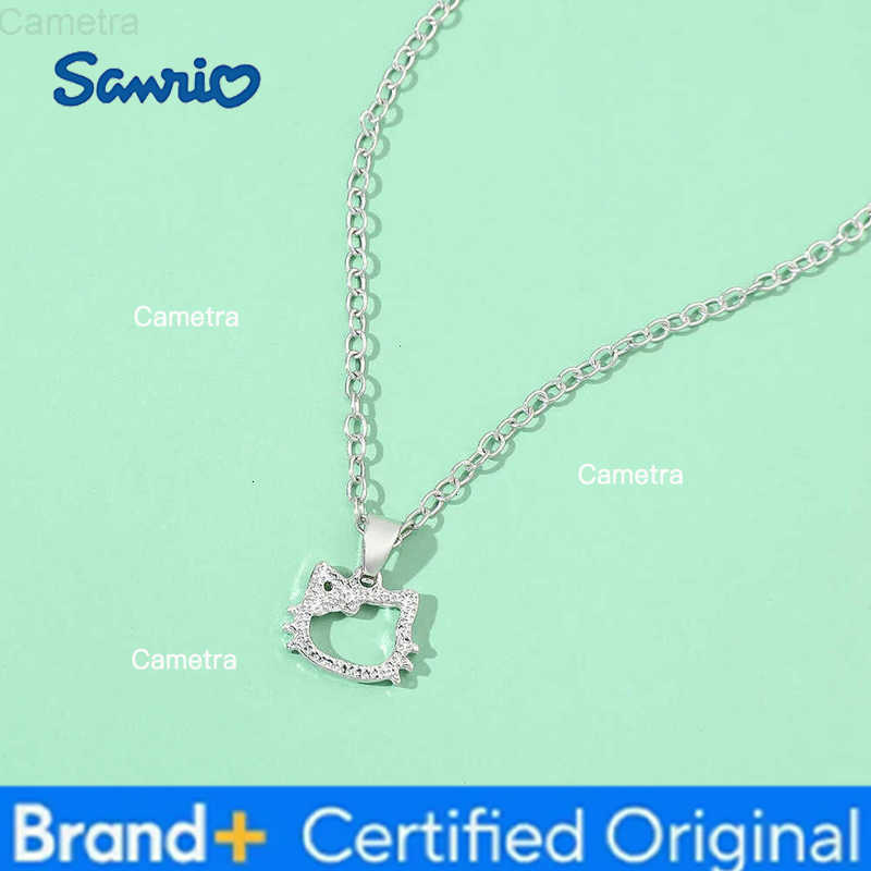 Sanrio Anime Hello Kitty Cartoon Necklace Cute Hollow Out Head Portrait KT Cat Neck Chain for Friend Birthday Accessories Gift H251229