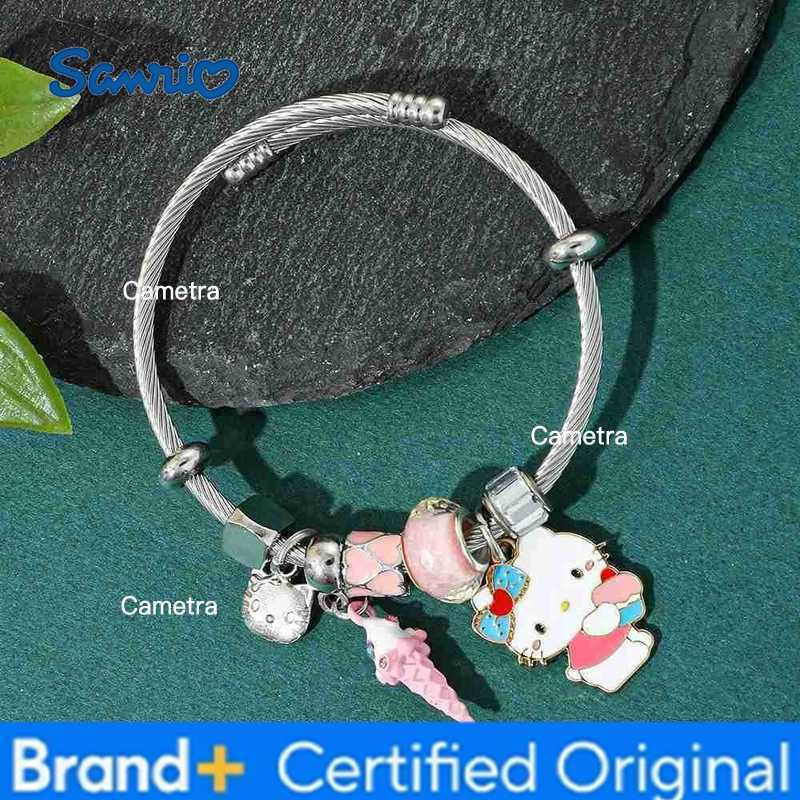 Sanrio Hello Kitty Ice Cream Themed Bracelet Cartoon Cute KT Cat Bangle Birthday Jewelry Accessory Gift for Children H251229
