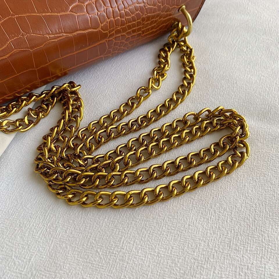 JINXIANGGUO Crossbody Crocodile Print Women S New Fashion Versatile Stylish Vintage Small Square Shoulder Bag With Chain