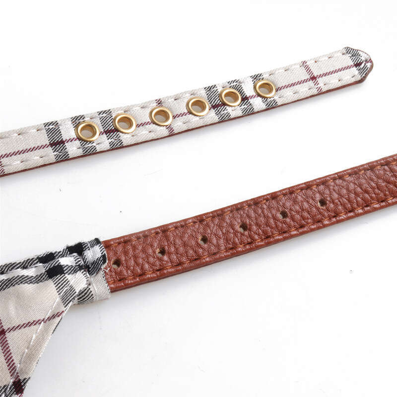Pet set beige British bow triangle scarf collar, suitable for small and medium-sized dogs and cats
