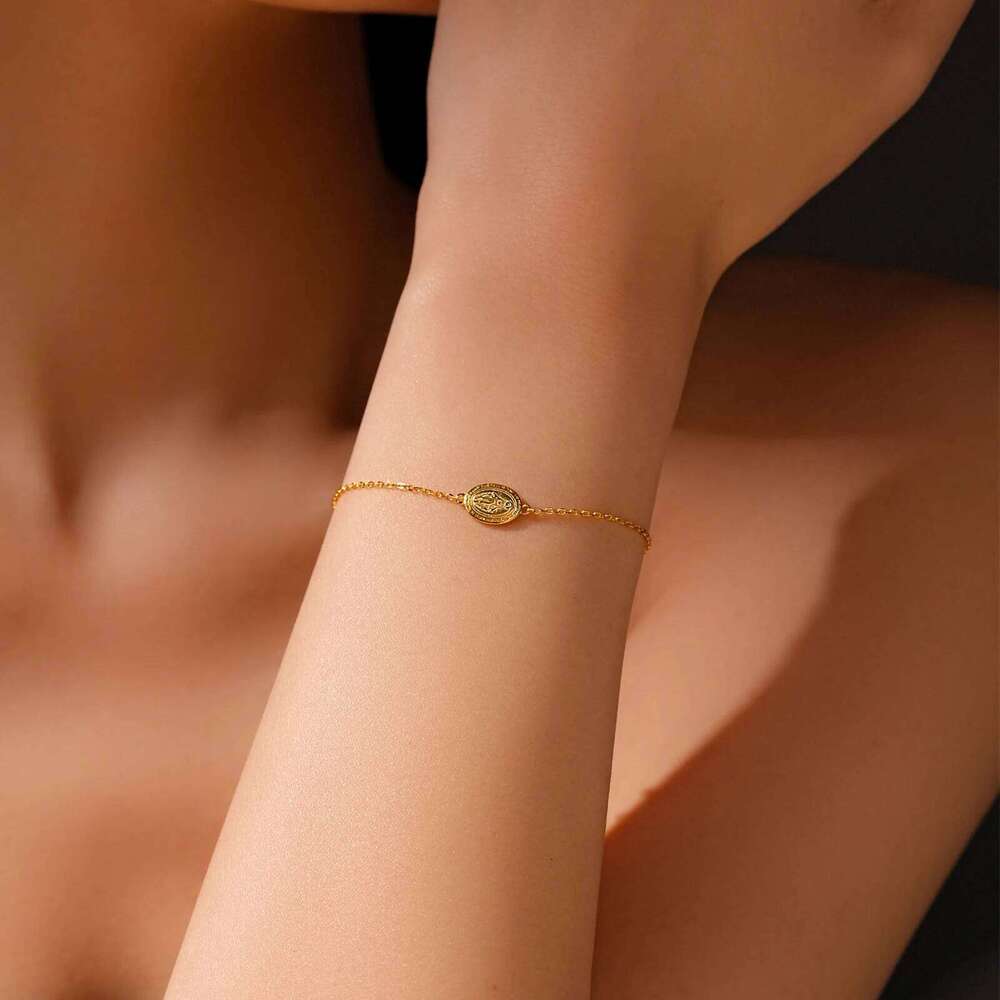 VEWANT Women 925 Sterling Silver Virgin Mary Charm Chain Bracelet Plain 2024 Party Simple Dainty Birthday Gift Jewels 25H1229