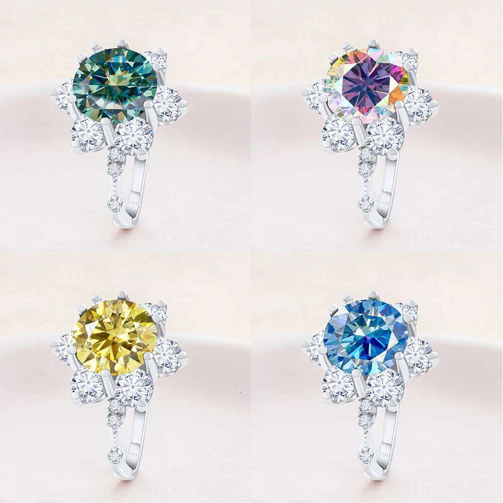 2 Ct Moissanite Ring for Women Luxury Lab-created Diamond PT950 plated 100% Sterling Silver 925 Jewelry Size5-10 cb4