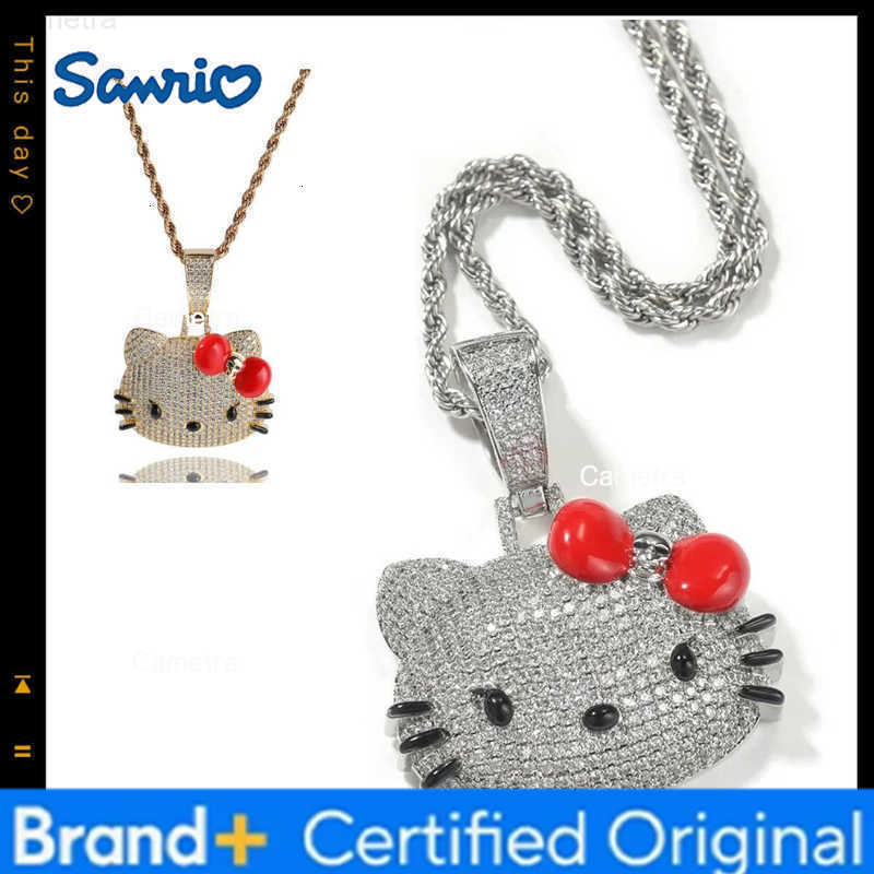 Sanrio Hello Kitty womens necklace diamond animation peripheral cute cat peripheral zircon pendant necklace Halloween birthday gift H251229