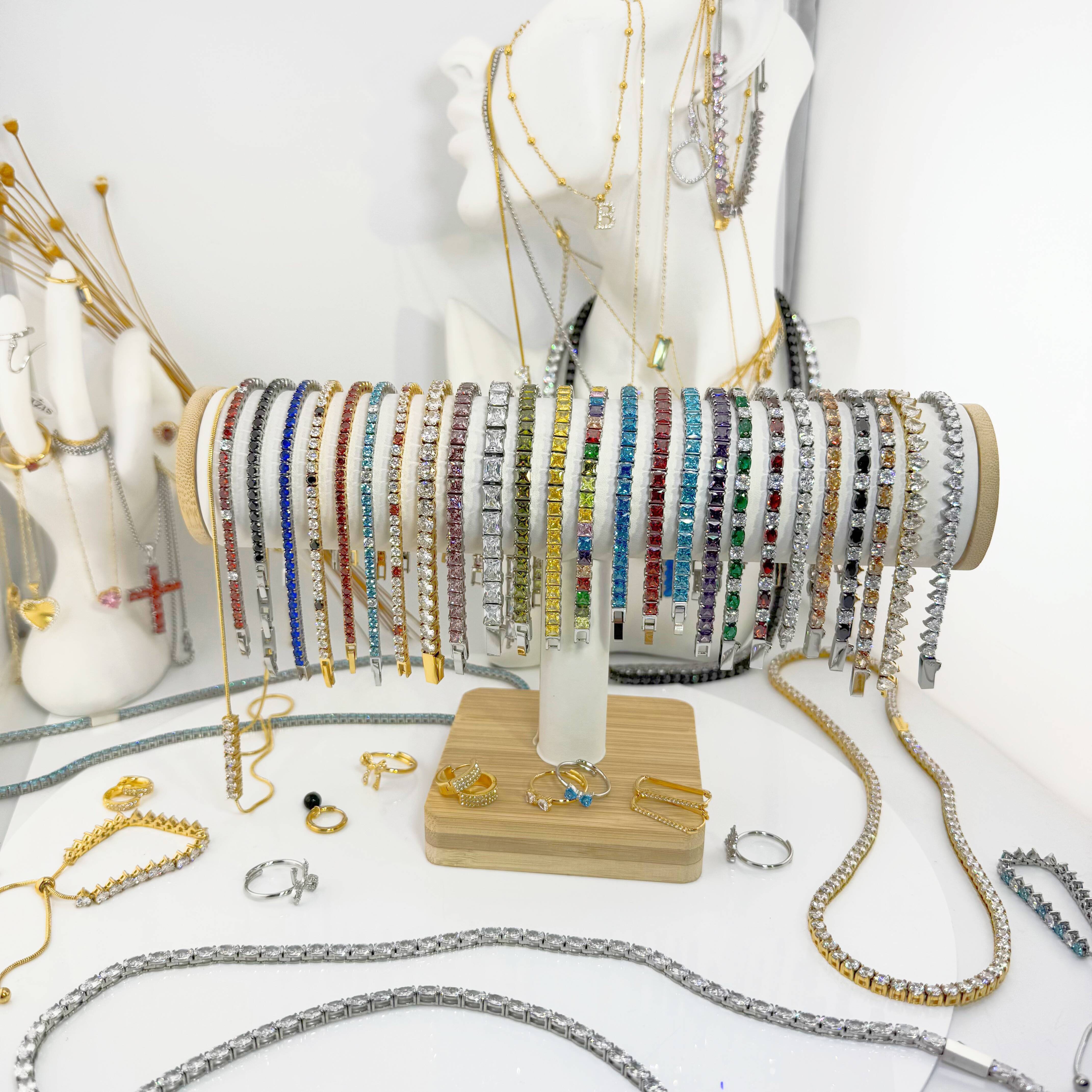 Multi 9 Colors Bling Bracelet Stainless Steel 14K Gold Plated Men Moissanite 925 Women Cz Diamond 75mm 2mm 3mm Zircon Tennis