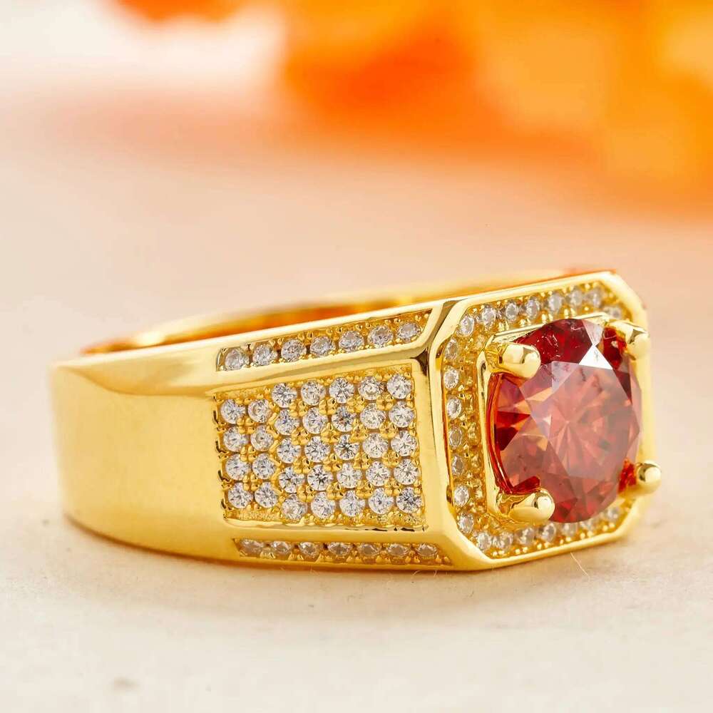 1CT 6.5mm Moissanite For Men Sterling Silver Platinum Plated Ring Lab Diamond Men's Rings Wedding Jewelry GRA Certificate 454