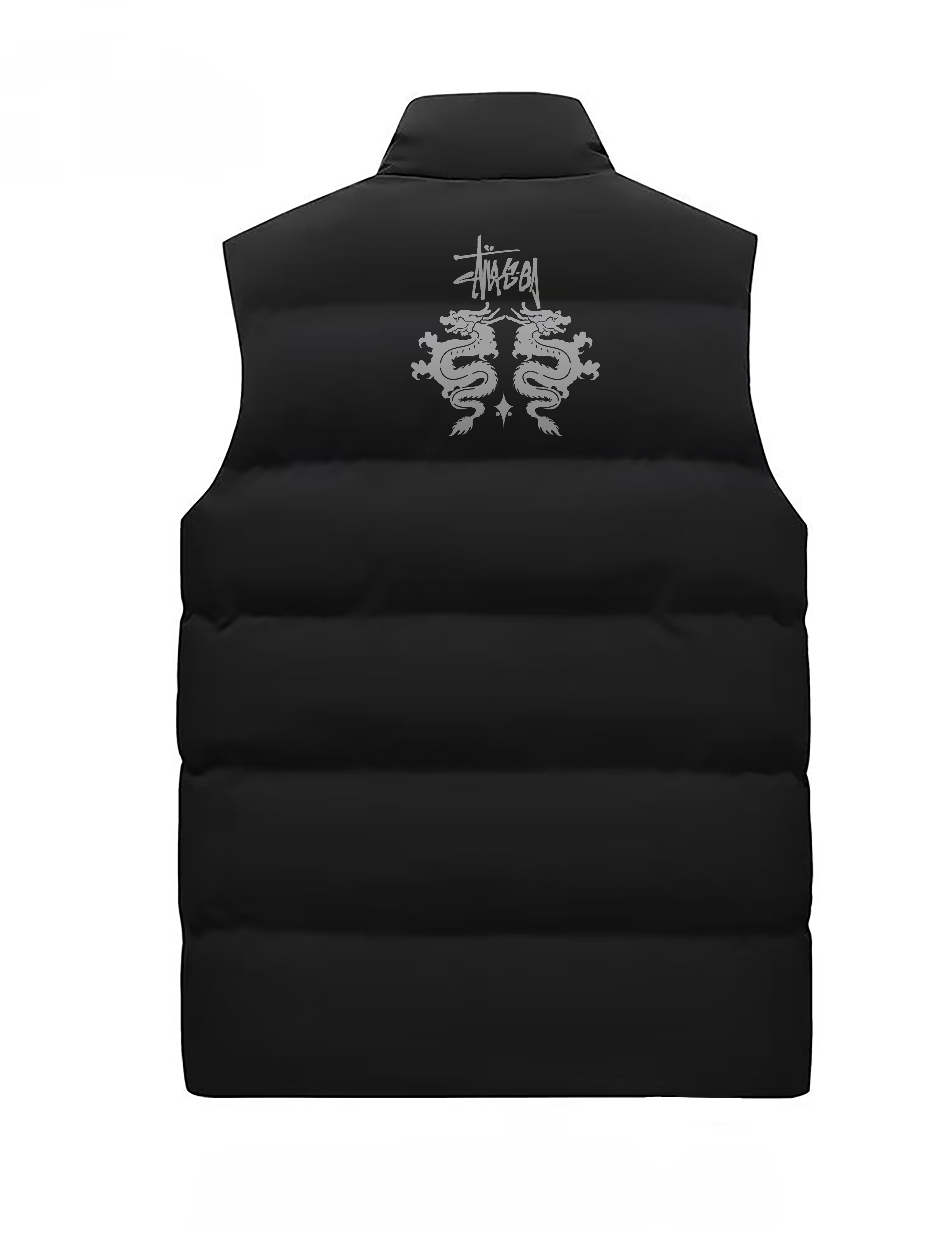 Men's Vests Down Vest Fleece Warm Casual loose thick jacket High-end luxury Patterned Print Insert The Bag Through Side Seam Outdoor Jogging Coat