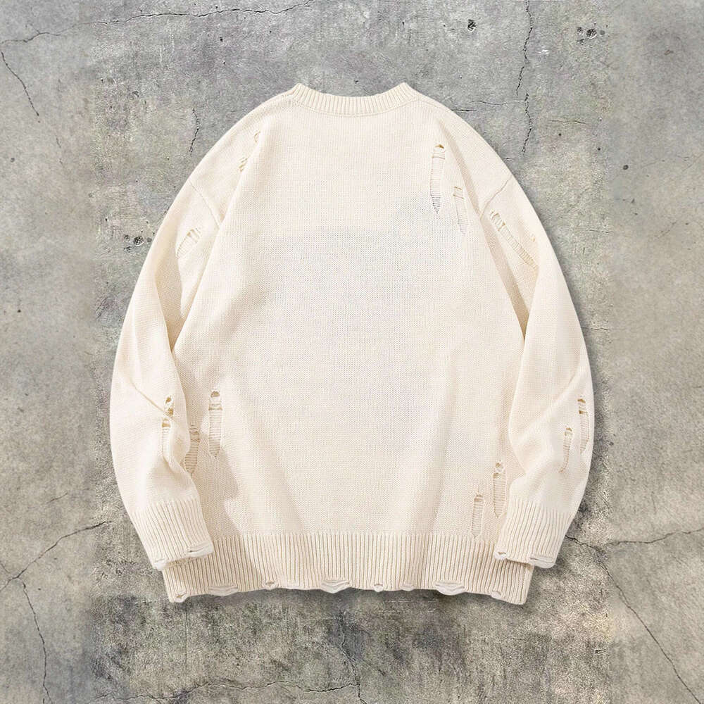 Autumn Winter Vintage Y2K Round Neck Skull Jacquard Unisex Pullover Loose Knitted Long Sleeve Sweater