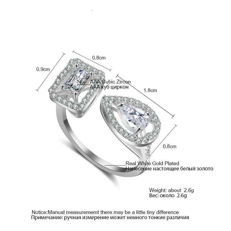 ZAKOL Trendy Geometric Cubic Zirconia Copper Rings For Women Silver Color Metal Crystal Ring Party Wedding Daily Jewelry