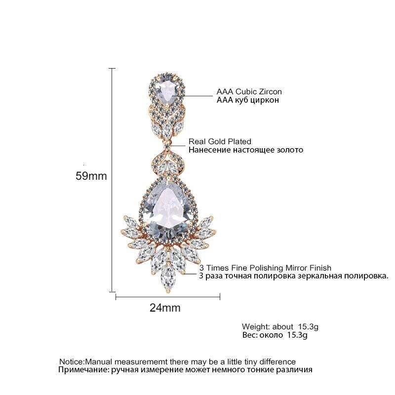 ZAKOL Luxury Clear AAA Zircon Big Dange Earring for Women Gorgeous Sliver Color Banquet Wedding Party Jewelry