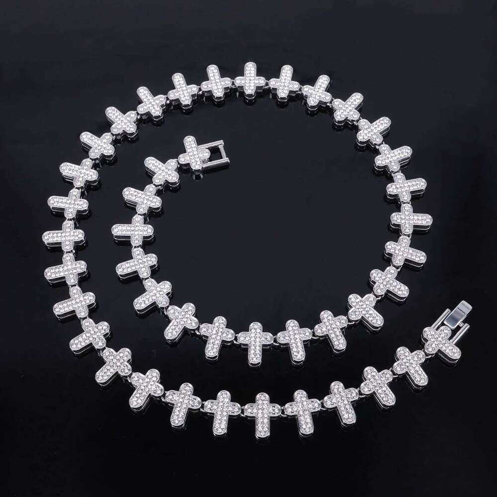 ZAKOL 20/50CM Iced Out Buling Rhinestone CZ Cross Tennis Chain Bracelet Necklace Set Women Men Fashion Hip-hop Rock Jewels